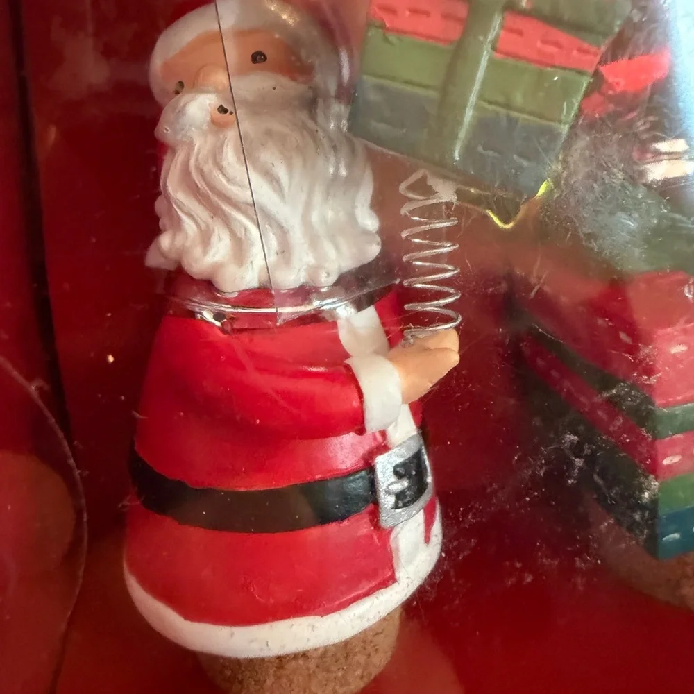 Sur La Table Festive Santa 2 1/4” Tall Wine Stoppers Set
